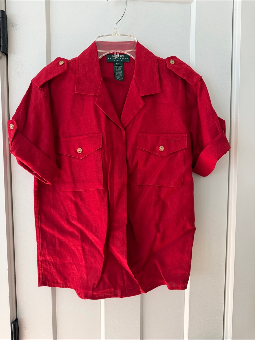 Lauren Ralph Lauren Red Short-Sleeve Utility Button-Front Shirt